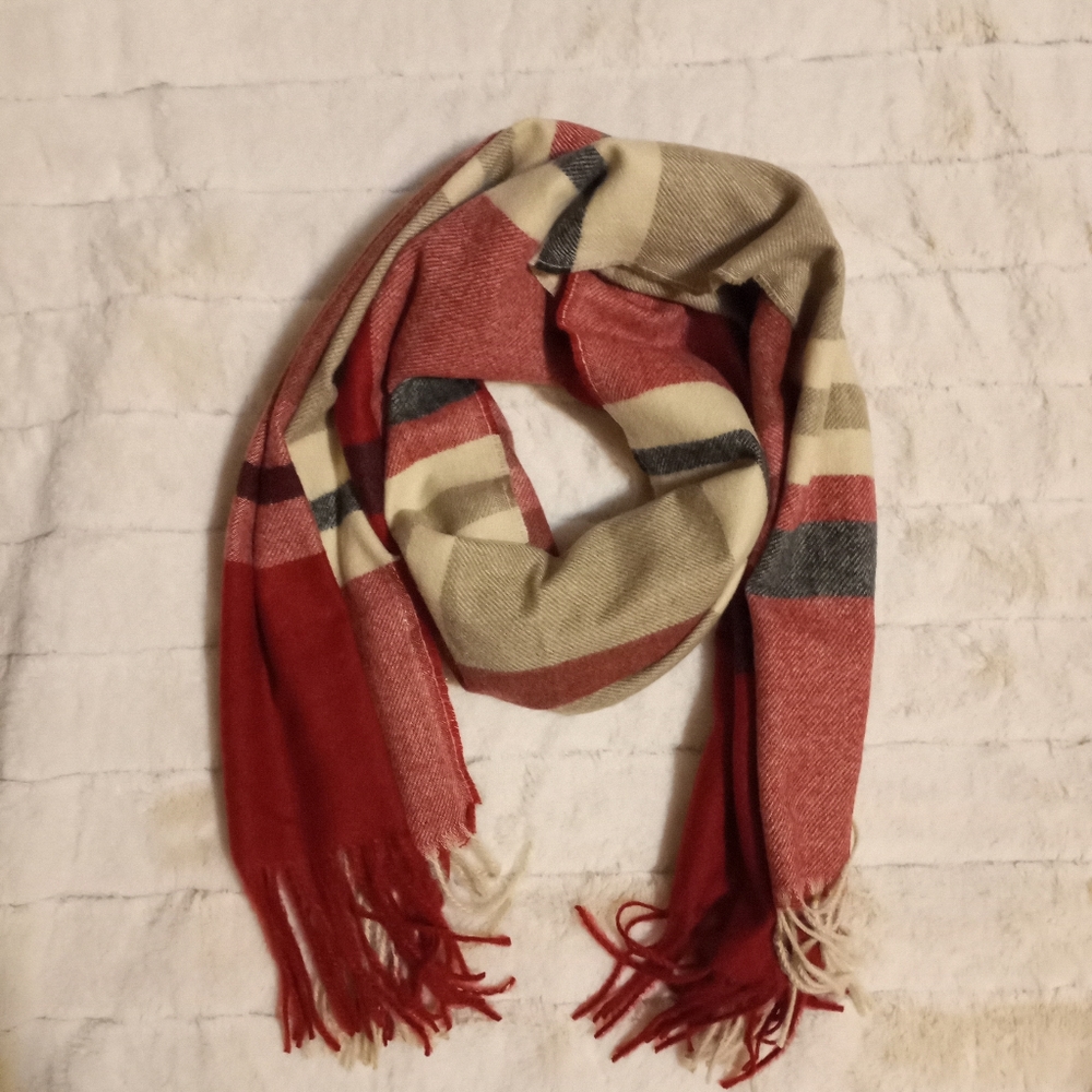🍂Plaid Scarf Tan & Burgundy 🍂